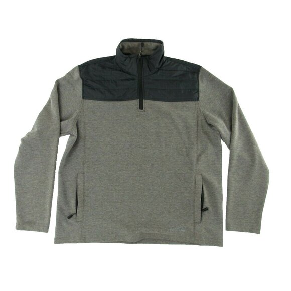 Eddie Bauer Womens Sweater L Grey Black Puffer Long Sleeve Half Zip Up - Picture 1 of 6